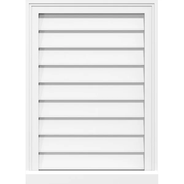 Ekena Millwork GVPVE42X2203SN 42x22W x 22x22H Vertical Surface Mount PVC Gable Vent: Non-Functional - w/ 2x22W x 2x22H Brickmould