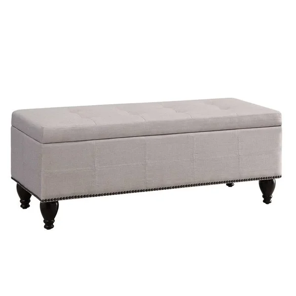 Copper Grove Bunlap Upholstered Storage Bench - Beige - 17x22x44x22x17x22