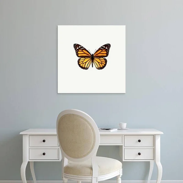 Easy Art Prints PhotoINC Studio's 'Yellow Butterfly' Premium Canvas Art - 12 x 12 - Classic Black Frame