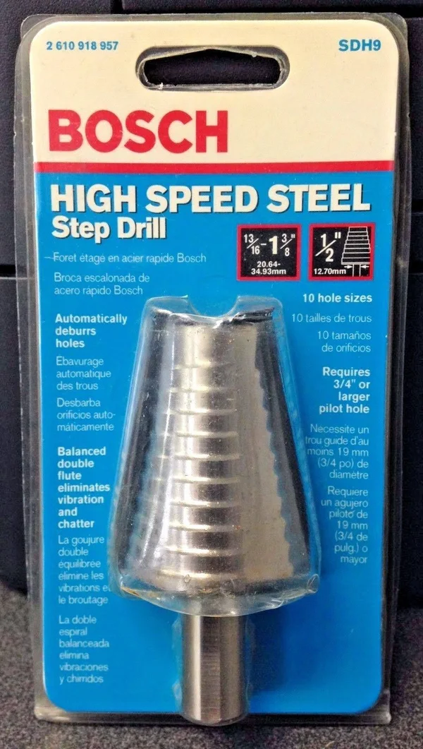 Bosch SDH9 3/16 In. to 1-3/8 In. High-Speed Steel Step Drill Bit