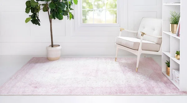 Rugs.com Dover Collection Rug 4& x 6& Pink Low-Pile Rug Perfect for Entryways, Kitchens, Breakfast Nooks, Accent Pieces