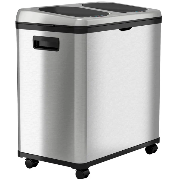 iTouchless Dual Compartment Touchless Trash Can Recycle Bin : 16 Gallon Stainless Steel