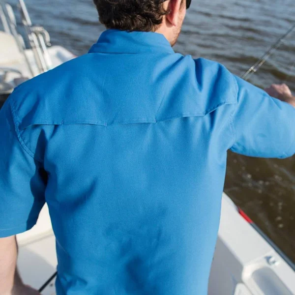 Sportsman Spooler Short Sleeve Fishing Shirt Aqua, Medium
