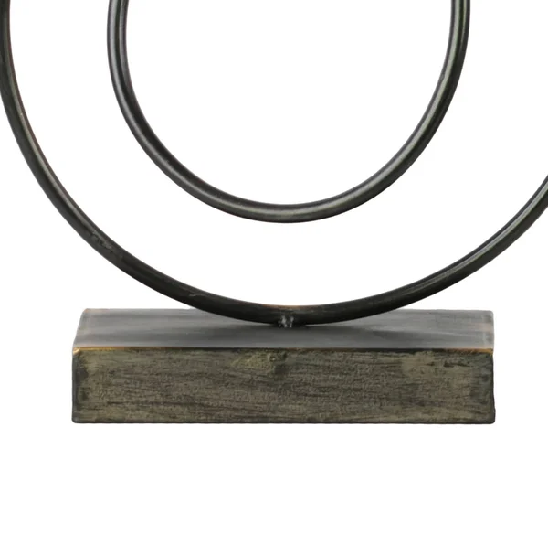 Metal Abstract Sculpture with Rectangular Base, Set of Two, Gray