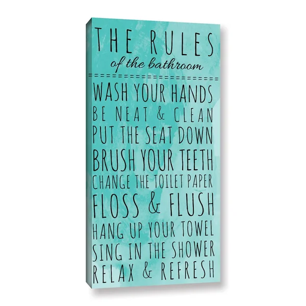 ArtWall Anna Quach&s &The Rules of The Bathroom& Gallery Wrapped Canvas - Multi, 18 x 36