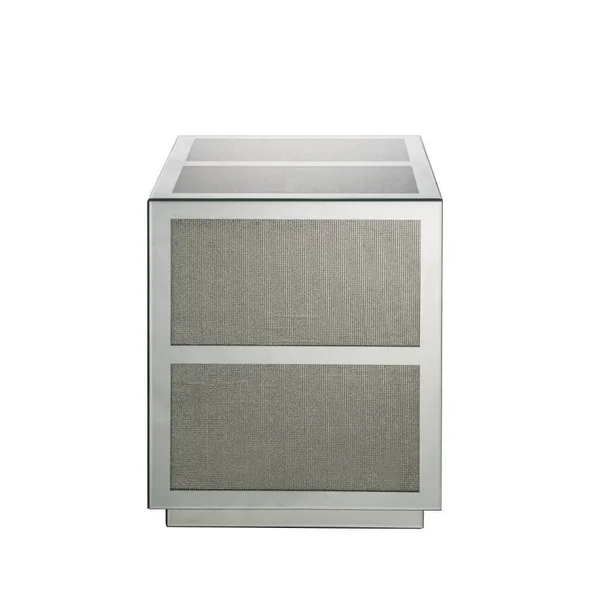 Q-Max Mirrored and Faux Diamond Glam Rectangular End Table - Mirrored and Faux Diamonds