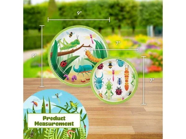 Creative Converting Birthday Bugs Party Dinnerware Bundle - Napkins, Plates, Table Cover, Bug-Themed Birthday Party, Baby Showe