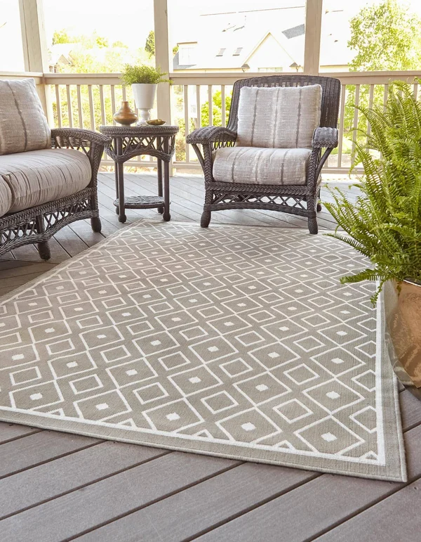 Outdoor Trellis Gray 5x8 Area Rug Indoor Outdoor Rug