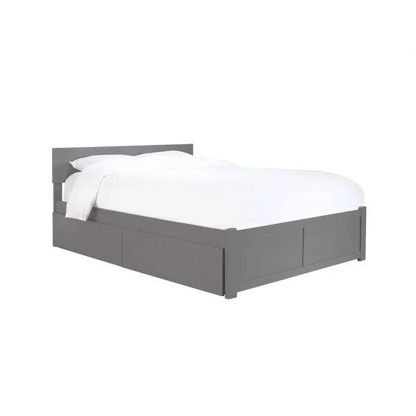 Atlantic Furniture Orlando Platform Bed with 2 Urban Bed Drawers, King, Grey