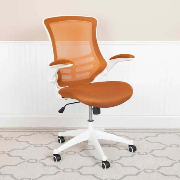 Carnegy Avenue Tan Mesh Mid-Back Desk Chair - Tan Mesh/White Frame