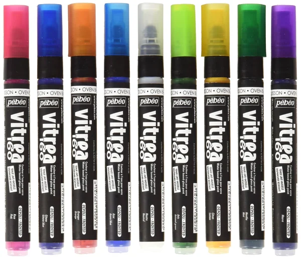 Pebeo Vitrea 160 Assorted Frosted Glass Paint Markers 9-Pack