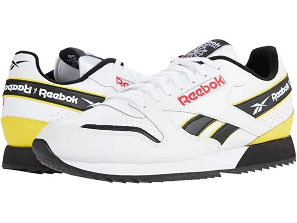 Reebok Mens Classic Leather Ripple - Shoes White/Primal Red/Gold Yellow Size 12.0