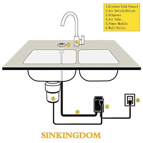 Sinkingdom Garbage Disposal SinkTop Air Switch Kit with Long Button - Brass Made Cover, chrome
