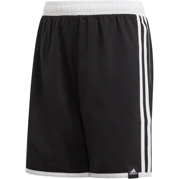Boys Adidas Black/White 3 Stripe Swim Shorts - Black
