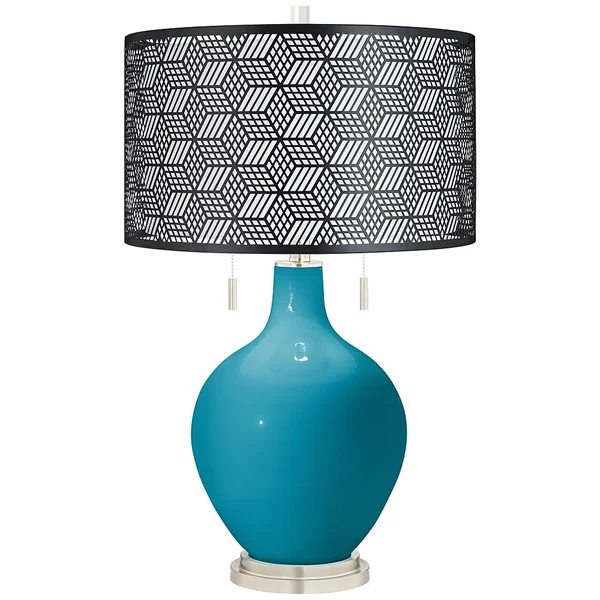 Caribbean Sea Toby Table Lamp with Black Metal Shade - Style #99G62