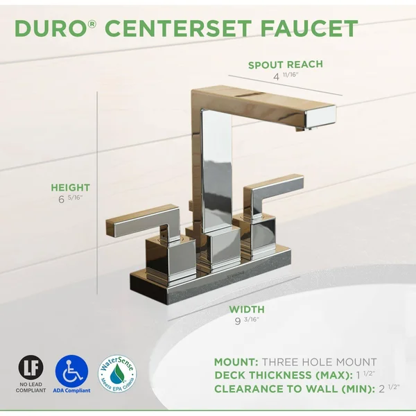 Symmons SLC-3612-STN-1.0 Duro Centerset Bathroom Faucet with Drain Assembly Finish: Satin Nickel