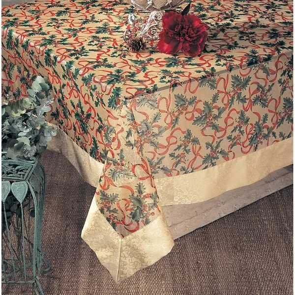 Saro Printed Christmas Tablecloth