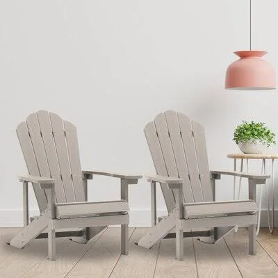 Bucher Set of 2 Plastic Outdoor Patio Adirondack Chair Beachcrest Home Color: Light Gray