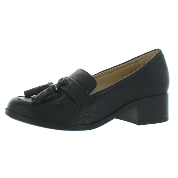 Nina Womens Slip on Menswear Penny Loafers - 9.5, Black Tumbled
