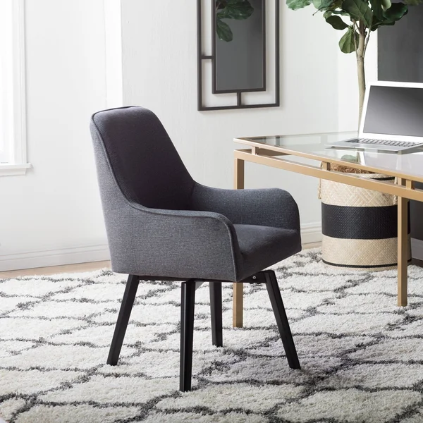 Studio Designs Home Spire Luxe Charcoal Gray Swivel Dining - Office Chair with Arms and Metal Legs