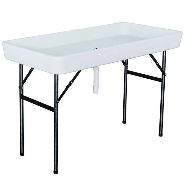 Modern Home 4& Portable Folding Party Ice Bin Table with Skirt - White