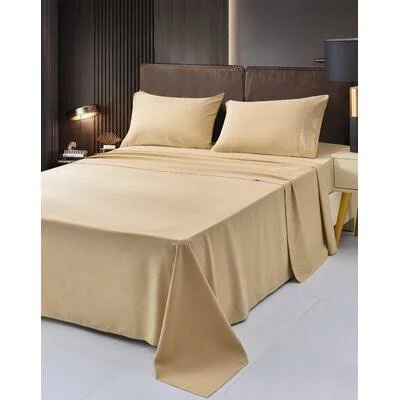 Hunziker Rayon Sheet Set Eider & Ivory Size: Queen - Color: Beige