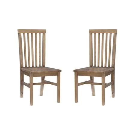 Linon Talley Side Chair, Set of 2, Natural, Brown