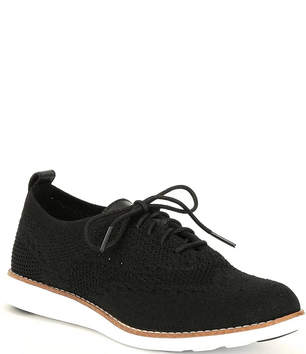 Cole Haan Women's Original Grand Wingtip Oxford Black Knit 7.5