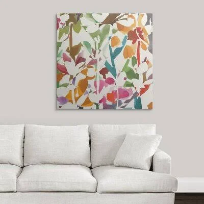 &Pink Garden Square II White& Painting Print Great Big Canvas Format: Canvas - Size: 35x22 H x 35x22 W x 1.5x22 D
