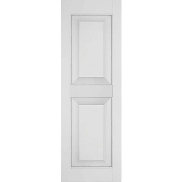 Ekena Millwork 12 in. x 27 in. Exterior Real Wood Sapele Mahogany Raised Panel Shutters Pair Primed