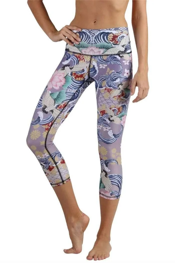 Zen Water Garden Eco-Friendly Women's Yoga Crop Leggings, Yoga Democracy Zen Water Garden, Xs - Eco Friendly Activewear by Yog