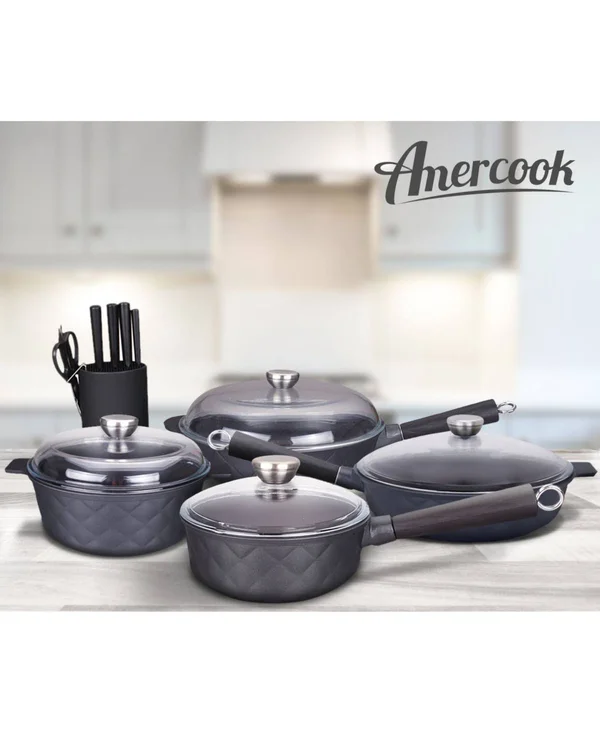7.9 inch Aluminum Greblon C2 Non-Stick Heat Resistant Coating Full Induction Low Saute Pan with Glass Lid