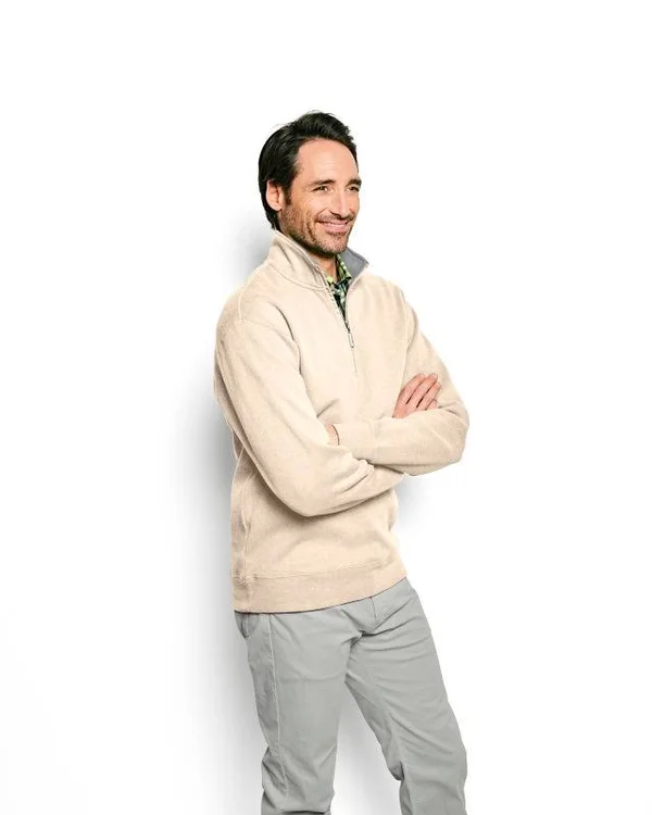 Men's Signature Softest Quarter-Zip Pullover Sweatshirt - Natural Heather, Size Medium, Cotton, Orvis