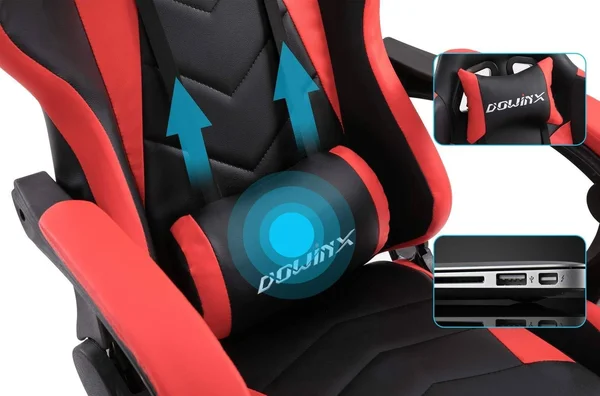 Dowinx Gaming Chair Ergonomic Racing Style Recliner with Massage Lumbar Support, Office Armchair for Computer PU Leather E-Sport