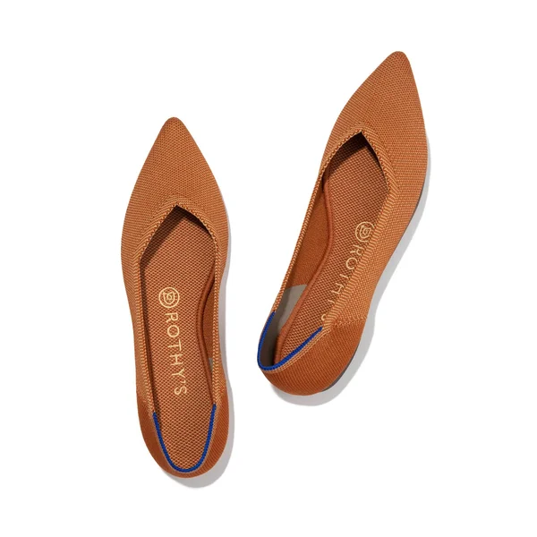 Rothy&s Brown Pointed-Toe Flats, FAWN, Size 13