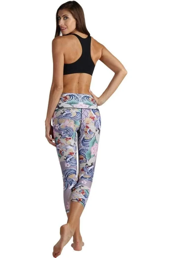 Zen Water Garden Eco-Friendly Women's Yoga Crop Leggings, Yoga Democracy Zen Water Garden, Xs - Eco Friendly Activewear by Yog