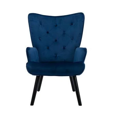 Accent Chair Living Room/Bed Room - Modern Leisure Chair Coffee Color Microfiber Fabric Everly Quinn Body Fabric: Blue Polyuretha