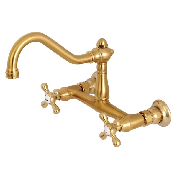 Kingston Brass KS3241AX Vintage 8x22 Wall-Mounted Two-Handle Vessel Sink Faucet, Polished Chrome