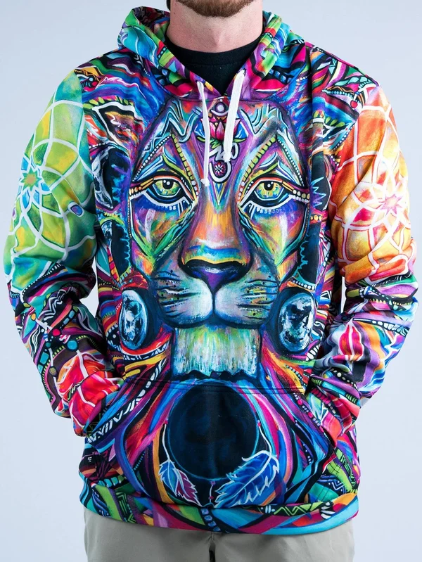 Lunar Lion Unisex Hoodie M, Red, Pullover Hoodie