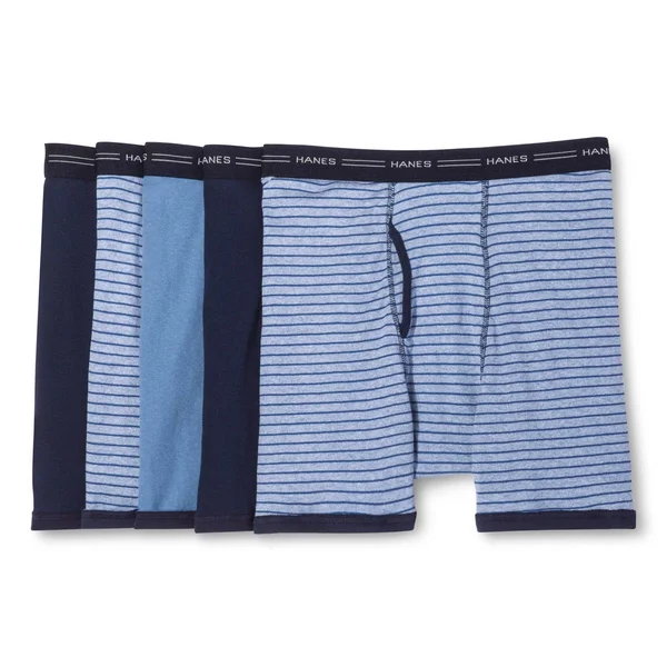 Hanes Men's TAGLESS Striped Ringer Boxer Brief with Comfort Flex Waistband 5-Pack