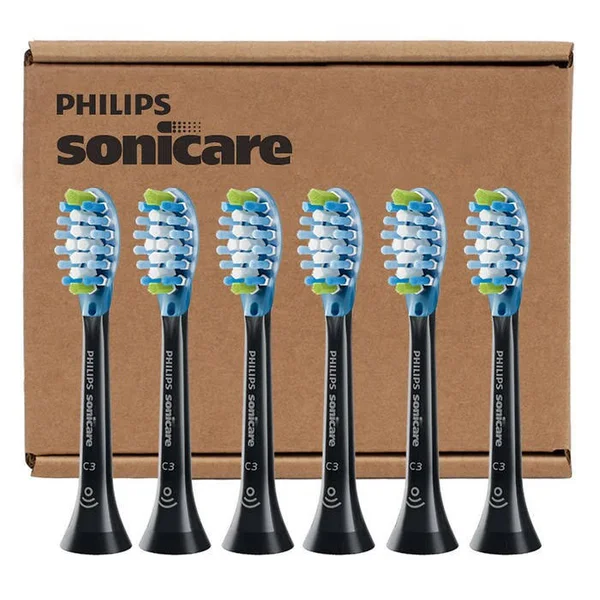 Philips Sonicare Premium Plaque Control with BrushSync - Replacement Toothbrush Heads, Black 6-Pack