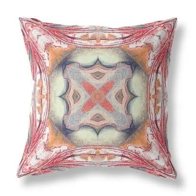 Pastel Floral Squares Broadcloth Indoor Outdoor Zippered Pillow Sky Blue Indigo Muted Peach Bungalow Rose Size: 26x22 x 26