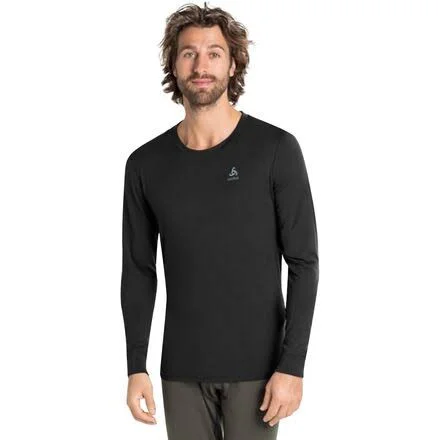 Odlo Men's Natural + Light Long-Sleeve Base Layer Top, Black, XL
