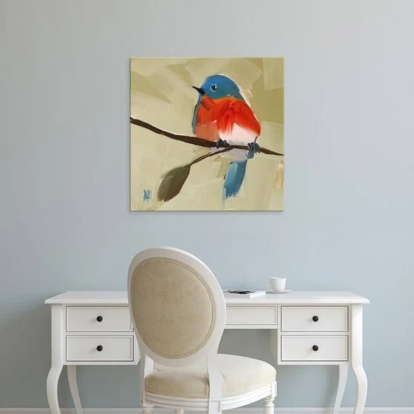 Easy Art Prints Angela Moulton's 'Bluebird NO. 21' Premium Canvas Art - 30 x 30 - Brazilian Barnwood Frame