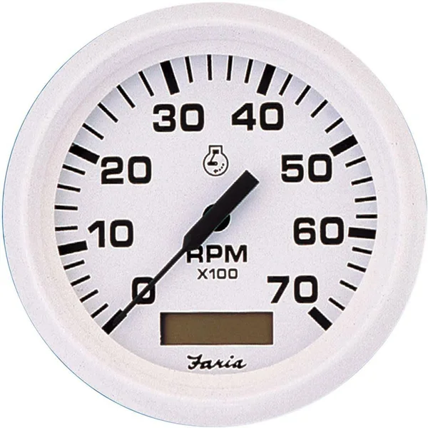 Faria Dress White 4x22 Tachometer w/Hourmeter 7 - 000 RPM (Gas Outboard)