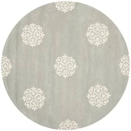 Alcott Hill Backstrom Hand-Tufted Gray/Ivory Area Rug, Size: Round 4'