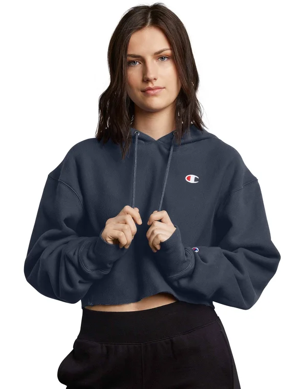 Champion REVERSE Weave Cropped Cut Off Hoodie - Green Field