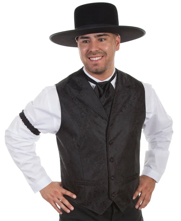 Scully Old West Vest Mens Paisley Formal Polyester RW093 Black
