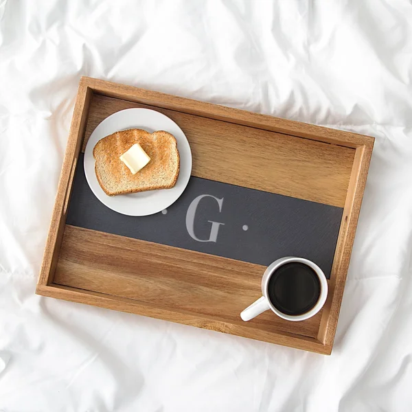 Cathy&s Concepts Personalized Acacia and Slate Tray