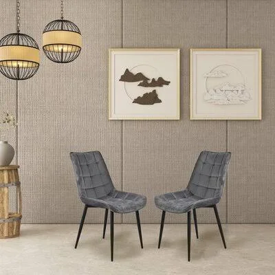 Eglinton Tufted Velvet Side Chair George Oliver Upholstery Color: Gray